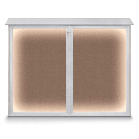 United Visual Products Triple Door Enclosed Indoor Letterboard UV1128-GOLD-GREY